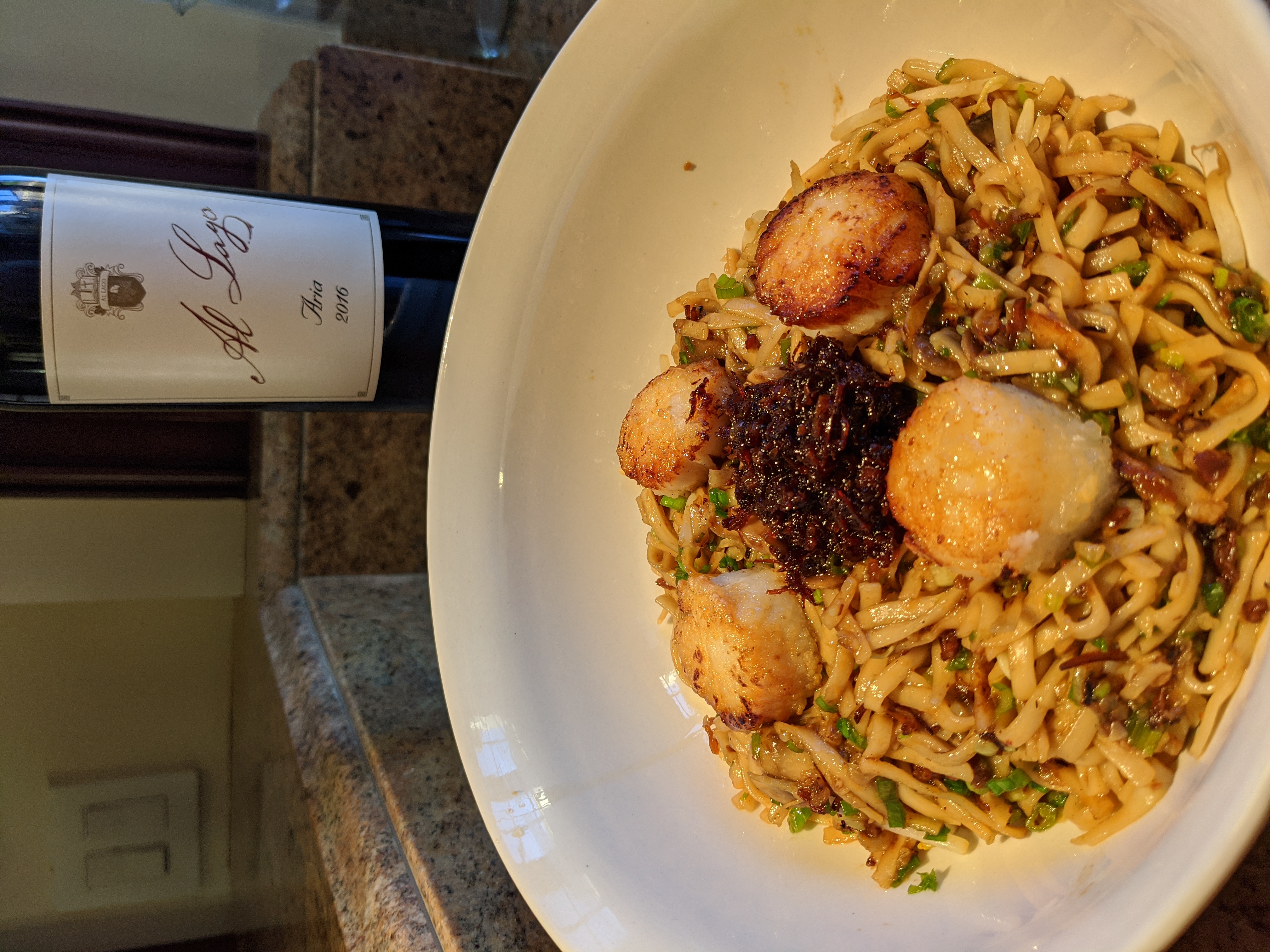 Chinese Noodles with Scallops and XO Sauce recipe image